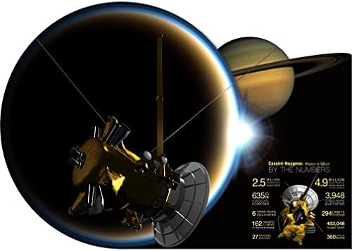 H69333 Cassini Uzay Aracı İstatistikleri Satürn Ay Titan NASA Uzay Astronomi Karton Kesme Geri Bırak Stand up