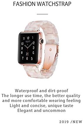 Işık Apple Watch Band-Moda Reçine iWatch Band Bilezik ile Uyumlu Bakır Paslanmaz Çelik için Apple İzle Serisi 7 Serisi 6 Serisi