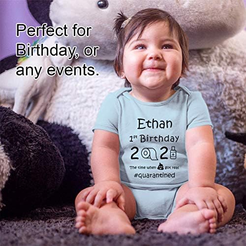 endanzoo Bebek Bodysuit / Kişiselleştirilmiş Adı / Ilk Doğum Günü Kıyafeti Erkek veya Kız / Karantina 1st Doğum Günü / Bebek