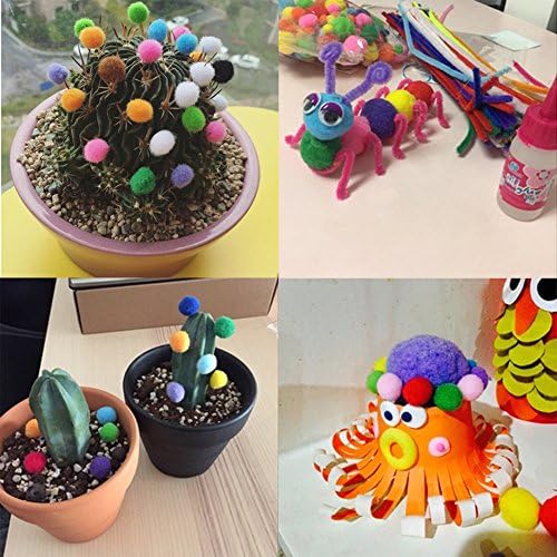 ICYANG 1000 pcs Mini Çeşitli Pom Poms, Renkli Yumuşak Bulanık Ponpon Topları için DIY Yaratıcı El Sanatları Yapma ve Sanat