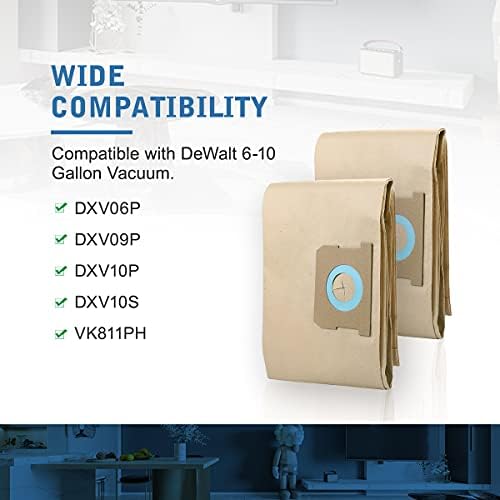LANMU 9 Paket Tek Kullanımlık filtre torbaları DXVA19-4101 ile Uyumlu DEWALT 6 ila 10 Galon ıslak kuru temizleyici, vakum toz
