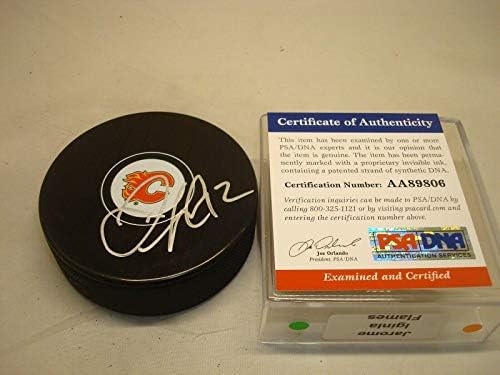 Jarome Iginla İmzalı Calgary Flames Hokey Diski İmzalı PSA / DNA COA 1B-İmzalı NHL Diskleri