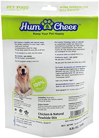 Hum & Cheer Hm000083Ck-250 Köpek Çiğniyor 8.82 Oz Tavuk ve Doğal Ham Deri Stix Eğitim Davranır, Bir Boyut