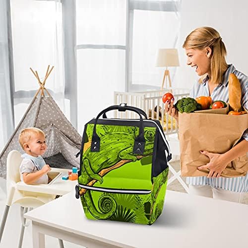 Bebek bezi Çantası BackpackLarge Unisex Çanta, Çok Amaçlı Seyahat Geri Paketi Anneler Babalar için Şube Üzerinde Bukalemun