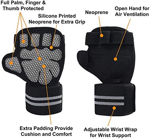 LotFancy egzersiz eldivenleri için Kadın Erkek, 1 Çift Havalandırmalı ağırlık kaldırma eldivenleri ile Bilek Desteği Sarar,