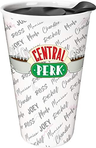 Spoontiques Central Perk Seramik Seyahat Kupası, 10 oz, Beyaz