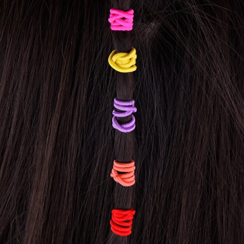 100 Sayısı Kızlar Elastik Saç Bağları At Kuyruğu Sahipleri Hiçbir Metal Saç Lastikleri (Çok Renkli, 3. 5x0. 2 cm)