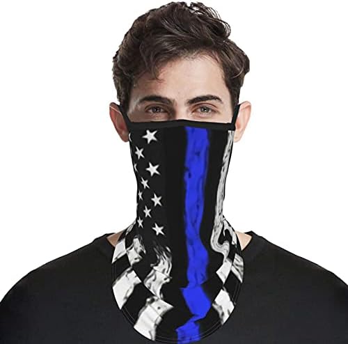 SEPTRİNGS Unisex Mikrofiber Yüz Maskesi Retro Ince Mavi Çizgi Kulak Döngüler Boyun Tozluk Bandana Kullanımlık Nefes Bez Kalkan