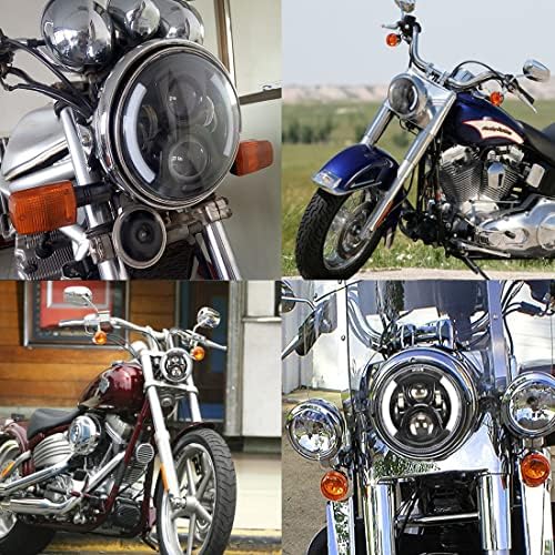 LEDKITO 7 ınç LED motosiklet farları Yuvarlak ıle Harley Davidson ıçin DRL kehribar dönüş sinyal ışıkları Hi / Lo huzmeli farlar