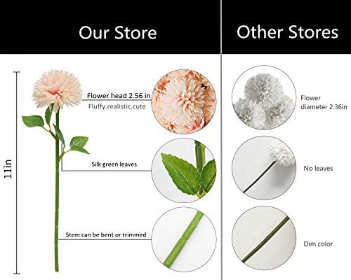 Tifuly 12 adet Yapay Krizantem Topu Çiçek Buketleri Gelin için Tek Kök Plastik Ortanca İpek Çiçekler Düğün Buketleri Centerpieces