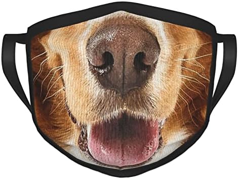 Komik Golden Retriever Köpek Maskesi, 3D Cosplay Hayvan Bez Yüz Maskesi Nefes Örgü Yıkanabilir Kullanımlık Yumuşak Maske Bakımı