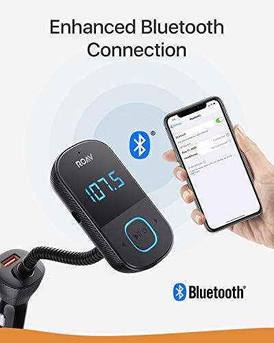 Anker Roav SmartCharge T1, Araba için Bluetooth FM Verici, Büyük LED Ekranlı Ses Adaptörü ve Alıcı, PowerIQ 2.0, Eller Serbest