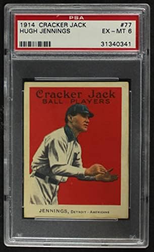 1914 Kraker Jack 77 Hughie Jennings Detroit Kaplanları (Beyzbol Kartı) PSA PSA 6.00 Kaplanlar