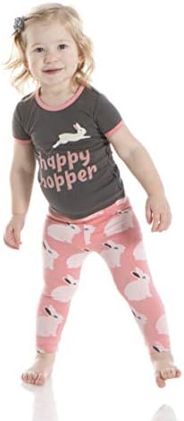 KicKee Pantolon Grafik Tee Kısa Kollu Pijama Seti, bebek Çocuk, Süper Yumuşak Bambu Viskon Gömme Pijama