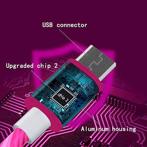 Mikro USB Işık Kablosu,Anahtar Kontrollü Yükseltilmiş 4 LED ışık Modu,Telefon Hızlı Şarj Cihazı Şarj Android Kabloları Samsung