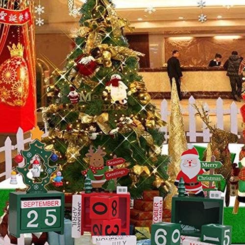VİAYA Noel Ahşap Advent Takvimi DIY Numarası Tarih Blokları Masa Masa Santa Noel Ağacı Geri Sayım Takvim Dekorasyon