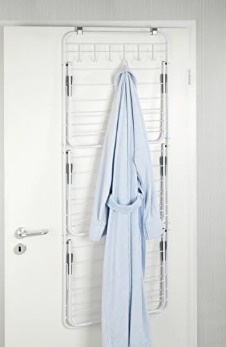 WENKO 63010100 Kapı Üstü Çamaşır Kurutma Makinesi-Giysi Askısı, Toz Boyalı Metal, 51 x 142 x 41 cm, Beyaz