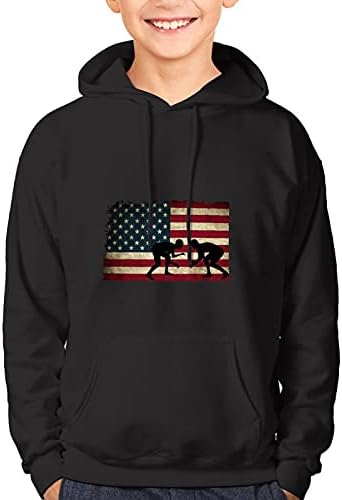 ABD Bayrağı Güreş-1 Atletik Hoodies uzun kollu kazak kapüşonlu Sweatshirt Üst Gençlik İçin