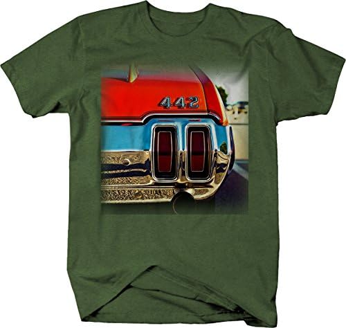 Olds 442 Krom Tampon Egzoz Logo Kas Araba Sanat Vintage T Gömlek Erkekler için