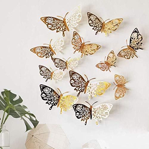 3D Kelebek Duvar Çıkartmaları, 12 adet 3 Boyutları 3D Kelebek Duvar Çıkartmaları Kelebek Duvar Dekor Çıkartması Çıkarılabilir