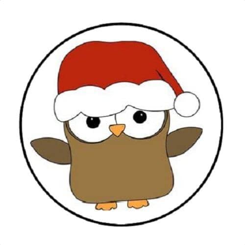 Noel baykuş zarf mühürler etiketler 48 çıkartmalar iyilik 1.2 yuvarlak