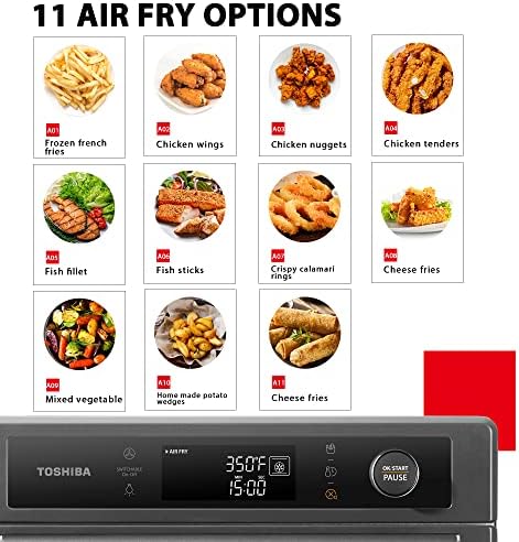 Toshiba Air Fryer Tost Makinesi, Pizza, Tavuk, Kurabiye için 13'ü 1 Arada Dijital Konveksiyonlu Fırın, 25L, 1750 W, Kömür Grisi,