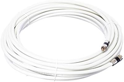 50 ' Ayaklar, Konnektörlü Beyaz RG6 Koaksiyel Kablo (Koaksiyel Kablo), F81 / RF, Dijital Koaksiyel-AV, Kablo TV, Anten ve Uydu,