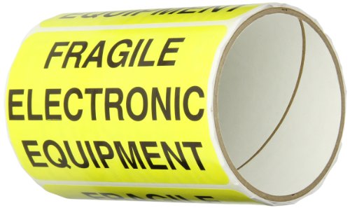 TapeCase Nakliye Ambalaj Etiketleri Kırılgan Elektronik Ekipman, Sarı / Siyah - Paket başına 50 (1 Paket)