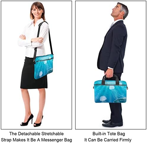Sualtı Denizanası Mavi Deniz laptop çantası Kadınlar için Messenger omuzdan askili çanta 14.5 İn Laptop Taşıma çantası İş Evrak