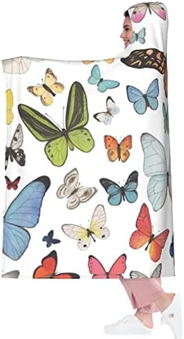 MARAT Retro Çeşitli Kelebekler Kapşonlu Battaniye Panço Giyilebilir Battaniye Wrap Rahat Atmak Pelerin Çocuklar ve Yetişkinler