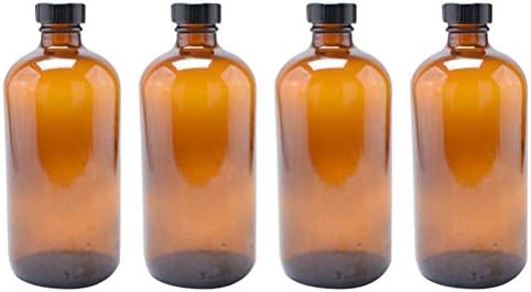 Laboratuvar Ekipmanları 4 adet 120 ml Doldurulabilir Amber Kahverengi Boston Yuvarlak Cam Şişeler Siyah Bakalit Kapaklı