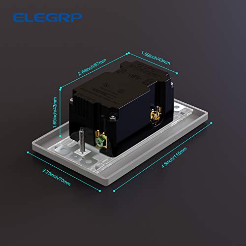 ELEGRP 30W 6.0 Amp 3 Portlu USB Duvar Prizi, USB Tip C Tip A Portlu 20 Amp Priz, iPhone, iPad, Samsung, LG, HTC ve Android