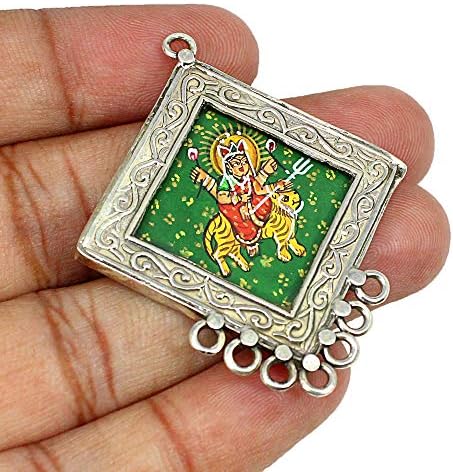 Hindu Tanrıçası Laxmi 925 Ayar Gümüş Kare Charm Takı Yapımı İçin