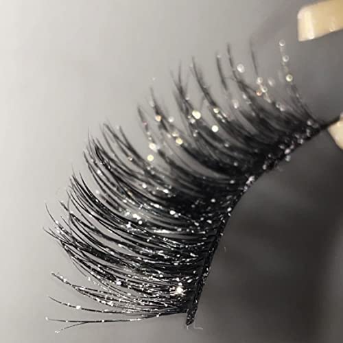 Klasik Flit-3D Sahte Vizon Glitter Yanlış Eyelashes El Yapımı şerit Altın Pembe Glitter ile Kalın Bant Siyah dramatik lashes