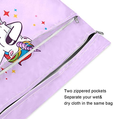KEEPREAL gökkuşağı Unicorn ıslak kuru çanta için bez bebek bezi ve mayo, seyahat ve plaj-Su dayanıklı ıslak çanta-Mükemmel