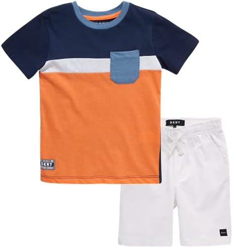 DKNY Erkek Bebek Şort Takımı - Kısa Kollu Tişört ve Şort Playwear Seti (Bebek / Yürümeye Başlayan Çocuk)