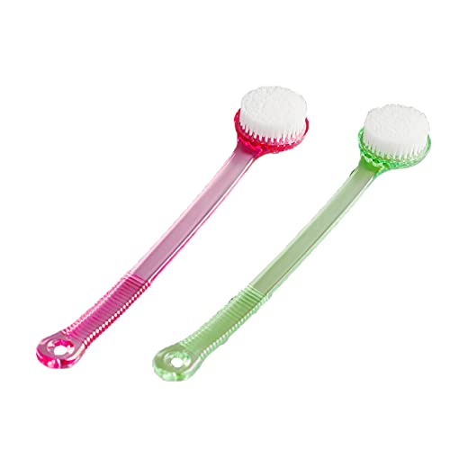 2 adet Çift Renk Banyo Fırça Uzun Kolu Scrubber Cilt Masaj Fırça Ayak Sürtünme Vücut Fırça için Geri Pul Pul Dökülme Fırçalar
