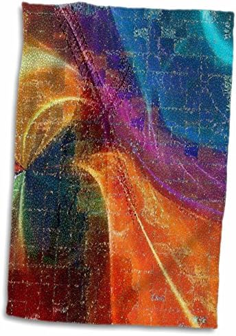 3D Gül Görüntü Kalın Renkli Fraktal Mozaik El Havlusu, 15 x 22