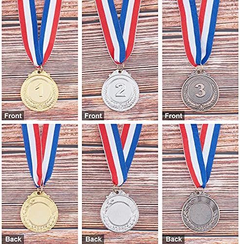 AHANDMAKER 12 Adet 3 Renkler Spor Madalya, Altın Gümüş Bronz Ödülü Madalya Olimpiyat Tarzı Kazanan Yarışmalar için Boyun Şerit