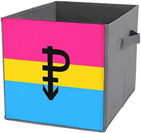 Nudquio Panseksüel Gurur Bayrağı P Katlanır saklama kutuları Kolları ile 10.6 İnç Katlanabilir Kumaş Küpleri Organizatör Kutuları