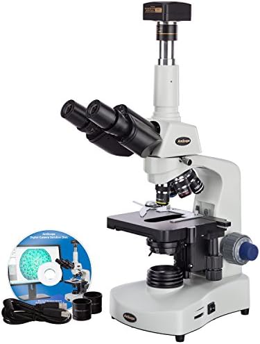 AmScope T340B-LED-M 40X-2000X Sıedentopf Trinoküler Bileşik 3 W LED Mikroskop + 1.3 MP Kamera