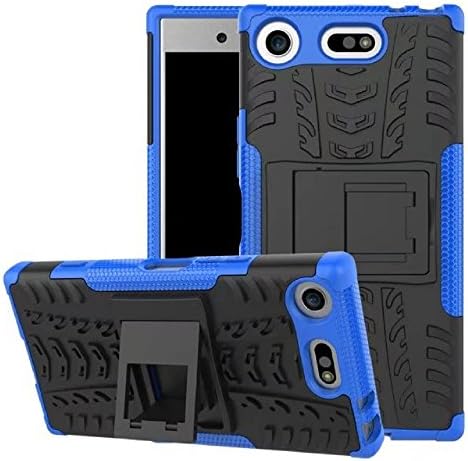AMZPAY Çift Katmanlı Darbeye Dayanıklı Sağlam Zırh Vaka Kickstand Darbeye Koruma Sony Xperia ıçin XZ1 Kompakt Mavi