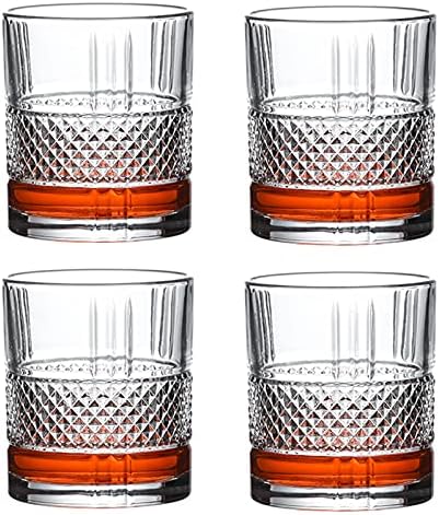 XİOLAUD Kristal Eski Moda Viski Gözlük 10 OZ 4 Set, Prim Scotch Gözlük, Bourbon için Mükemmel, Kokteyller, Aile Yemeği