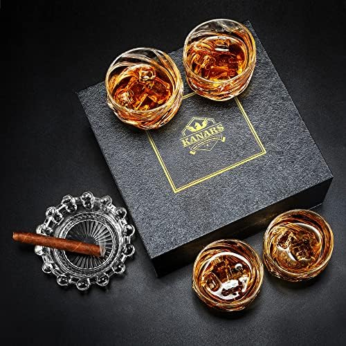 Erkekler için Eşsiz Bourbon Bardaklar, Lüks Kutulu KANARS Kristal Viski Bardakları. Scotch Likör Konyak Rom Votka ve Kokteyl