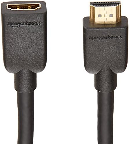 Basics Yüksek Hızlı Erkek-Dişi HDMI Uzatma Kablosu - 6 Feet ve HDMI Dişi-Dişi Kuplör Adaptörü (2 Paket), 29 x 22mm, Siyah