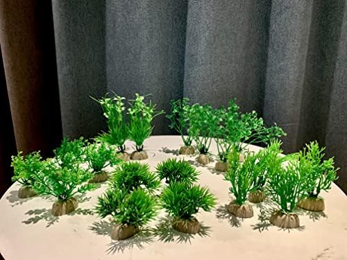 Ctpeng 23 Adet Akvaryum Bitkileri, Yapay Balık Tankı Bitkiler Akvaryum Süslemeleri için (Yeşil ve Beyaz)