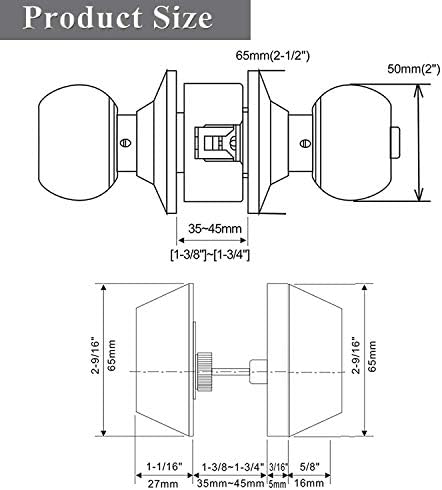 (6 Paket)Probrico Düz Siyah Giriş Kapısı Topuzu Kilit Seti ve Dış Kapı ve Ön Kapı için Çift Silindirli Sürgü Kombinasyonu Anahtarlı