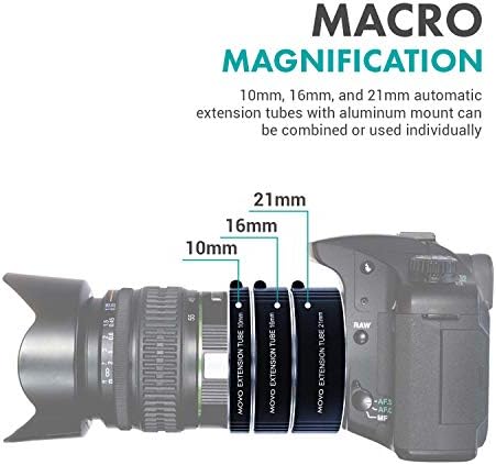 Movo AF Makro Uzatma Tüpü Seti için Sony E-Montaj (NEX) ile 10mm, 16mm, ve 21mm Uzatma Tüpleri