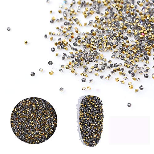 TEEKME 10000 adet 1.2 mm Parlaklık Cevher Altın Mini Rhinestones Cam Mikro Elmas Kristaller Çivi Telefon DIY Dekorasyon Kaynağı