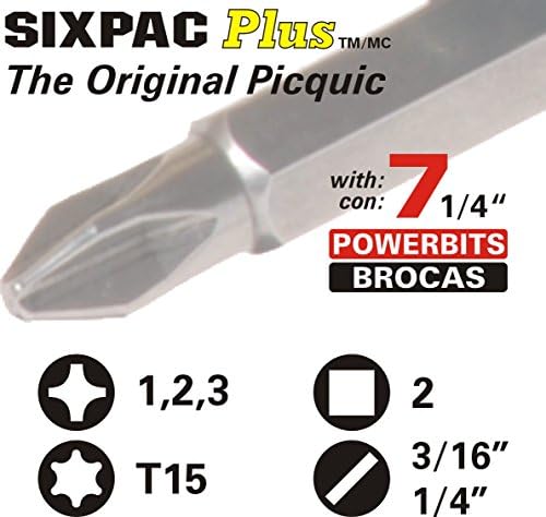 Picquic 48124 tam boyutlu SİXPAC Plus yedi bitli çok bitli tornavida, elektrik Mavisi Şeffaf